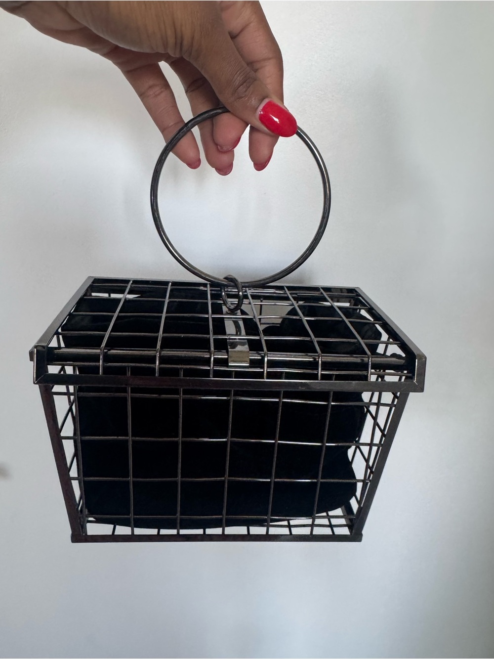 ASOS Black Cage Ring-Handle Clutch